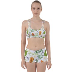 Seamless Tropical Pattern With Papaya Perfect Fit Gym Set by Ravend