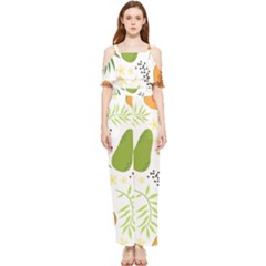 Seamless Tropical Pattern With Papaya Draped Sleeveless Chiffon Jumpsuit by Ravend