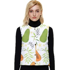 Seamless Tropical Pattern With Papaya Women s Button Up Puffer Vest by Ravend