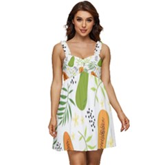 Seamless Tropical Pattern With Papaya Ruffle Strap Babydoll Chiffon Dress by Ravend