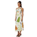 Seamless Tropical Pattern With Papaya Sleeveless Cross Front Cocktail Midi Chiffon Dress View2