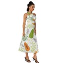 Seamless Tropical Pattern With Papaya Sleeveless Cross Front Cocktail Midi Chiffon Dress View3