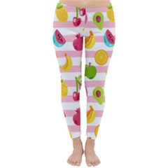 Tropical Fruits Berries Seamless Pattern Classic Winter Leggings by Ravend