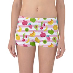 Tropical Fruits Berries Seamless Pattern Reversible Boyleg Bikini Bottoms by Ravend