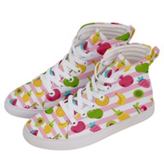 Tropical Fruits Berries Seamless Pattern Men s Hi-top Skate Sneakers by Ravend