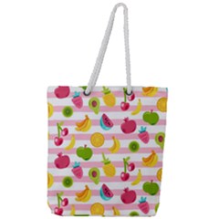 Tropical Fruits Berries Seamless Pattern Full Print Rope Handle Tote (large) by Ravend