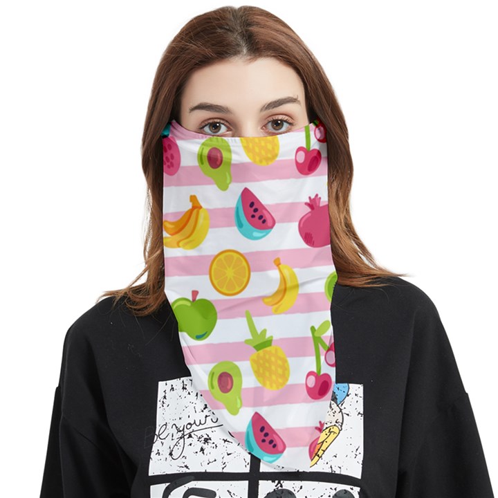 Tropical Fruits Berries Seamless Pattern Face Covering Bandana (Triangle)