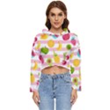 Tropical Fruits Berries Seamless Pattern Women s Lightweight Cropped Hoodie View1