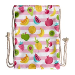 Tropical Fruits Berries Seamless Pattern Drawstring Bag (large) by Ravend