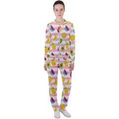 Tropical Fruits Berries Seamless Pattern Casual Jacket And Pants Set by Ravend