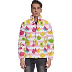 Tropical Fruits Berries Seamless Pattern Men s Puffer Bubble Jacket Coat by Ravend