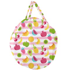 Tropical Fruits Berries Seamless Pattern Giant Round Zipper Tote by Ravend