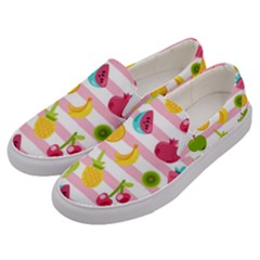 Tropical Fruits Berries Seamless Pattern Men s Canvas Slip Ons by Ravend