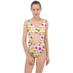 Tropical Fruits Berries Seamless Pattern Center Cut Out Swimsuit by Ravend