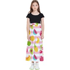 Tropical Fruits Berries Seamless Pattern Kids  Flared Maxi Skirt by Ravend