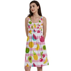 Tropical Fruits Berries Seamless Pattern Classic Skater Dress by Ravend