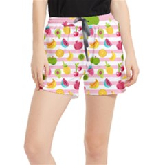 Tropical Fruits Berries Seamless Pattern Women s Runner Shorts by Ravend