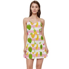 Tropical Fruits Berries Seamless Pattern Short Frill Dress by Ravend