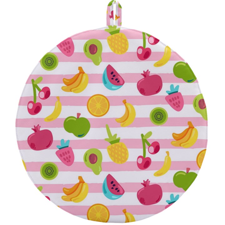 Tropical Fruits Berries Seamless Pattern Round Trivet