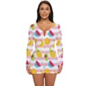 Tropical Fruits Berries Seamless Pattern Long Sleeve Boyleg Swimsuit View1