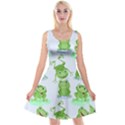 Cute Green Frogs Seamless Pattern Reversible Velvet Sleeveless Dress View1