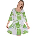 Cute Green Frogs Seamless Pattern Velour Kimono Dress View1