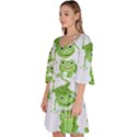 Cute Green Frogs Seamless Pattern Velour Kimono Dress View2