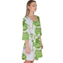 Cute Green Frogs Seamless Pattern Velour Kimono Dress View3