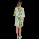 Cute Green Frogs Seamless Pattern Velour Kimono Dress View4