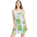 Cute Green Frogs Seamless Pattern Summer Frill Dress View1