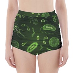 Bacteria Virus Seamless Pattern Inversion High-waisted Bikini Bottoms by Ravend