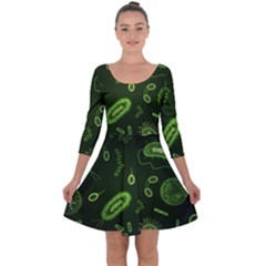 Bacteria Virus Seamless Pattern Inversion Quarter Sleeve Skater Dress by Ravend