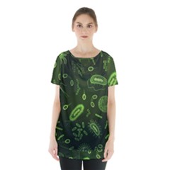 Bacteria Virus Seamless Pattern Inversion Skirt Hem Sports Top by Ravend