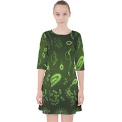 Bacteria Virus Seamless Pattern Inversion Quarter Sleeve Pocket Dress by Ravend