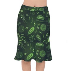 Bacteria Virus Seamless Pattern Inversion Short Mermaid Skirt by Ravend