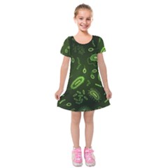 Bacteria Virus Seamless Pattern Inversion Kids  Short Sleeve Velvet Dress by Ravend