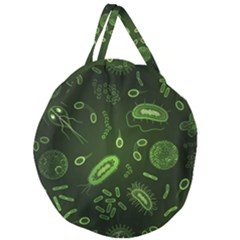 Bacteria Virus Seamless Pattern Inversion Giant Round Zipper Tote by Ravend