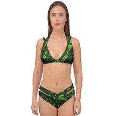 Bacteria Virus Seamless Pattern Inversion Double Strap Halter Bikini Set by Ravend