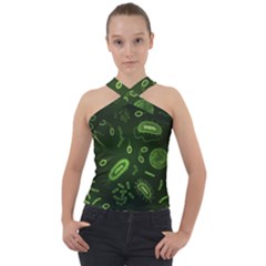 Bacteria Virus Seamless Pattern Inversion Cross Neck Velour Top by Ravend