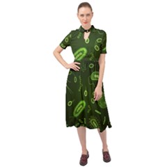 Bacteria Virus Seamless Pattern Inversion Keyhole Neckline Chiffon Dress by Ravend