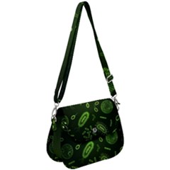 Bacteria Virus Seamless Pattern Inversion Saddle Handbag by Ravend