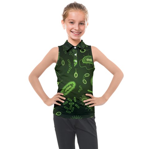 Bacteria Virus Seamless Pattern Inversion Kids  Sleeveless Polo T-shirt by Ravend