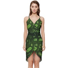 Bacteria Virus Seamless Pattern Inversion Wrap Frill Dress by Ravend