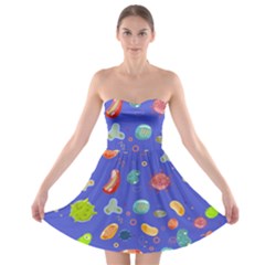 Virus Seamless Pattern Strapless Bra Top Dress