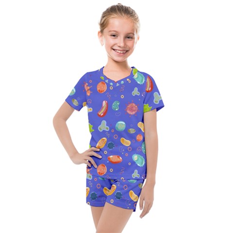 Virus Seamless Pattern Kids  Mesh T-shirt And Shorts Set by Ravend