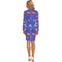 Virus Seamless Pattern Long Sleeve Shirt Collar Bodycon Dress View4