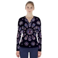 Photo Chartres Notre Dame V-neck Long Sleeve Top by Bedest