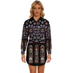 Photos Chartres Rosette Cathedral Womens Long Sleeve Shirt Dress