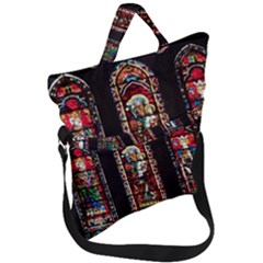 Photos Chartres Notre Dame Fold Over Handle Tote Bag by Bedest