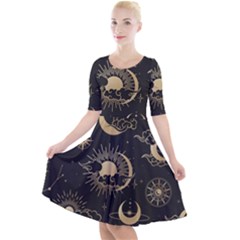 Star Colorful Christmas Abstract Quarter Sleeve A-line Dress by Apen